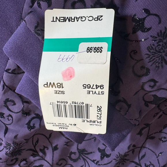 Vintage Sheer Velvet Burnout Jacket + Dress Set Sz 18WP Church Wedding Formal - Picture 13 of 14